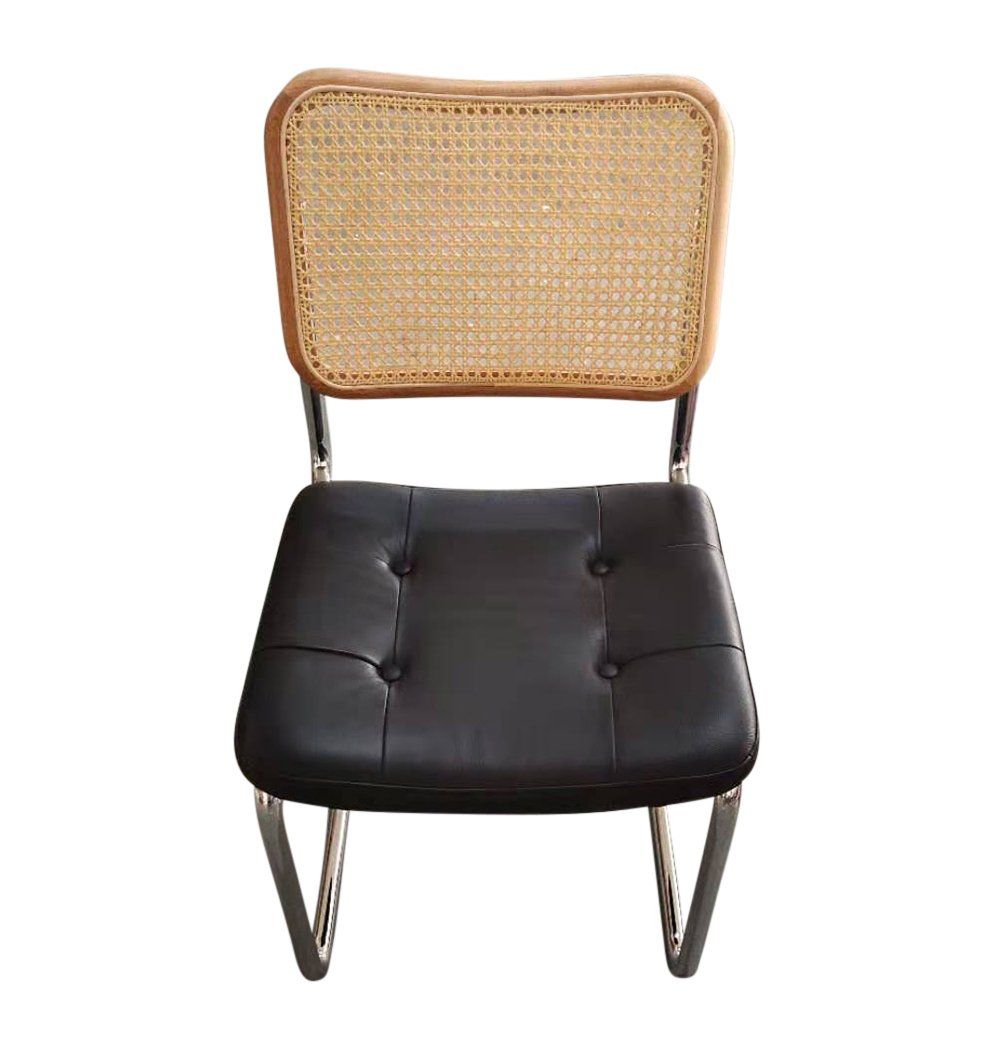 Emy Side Chair - Natural & Black Leather - 99fab 