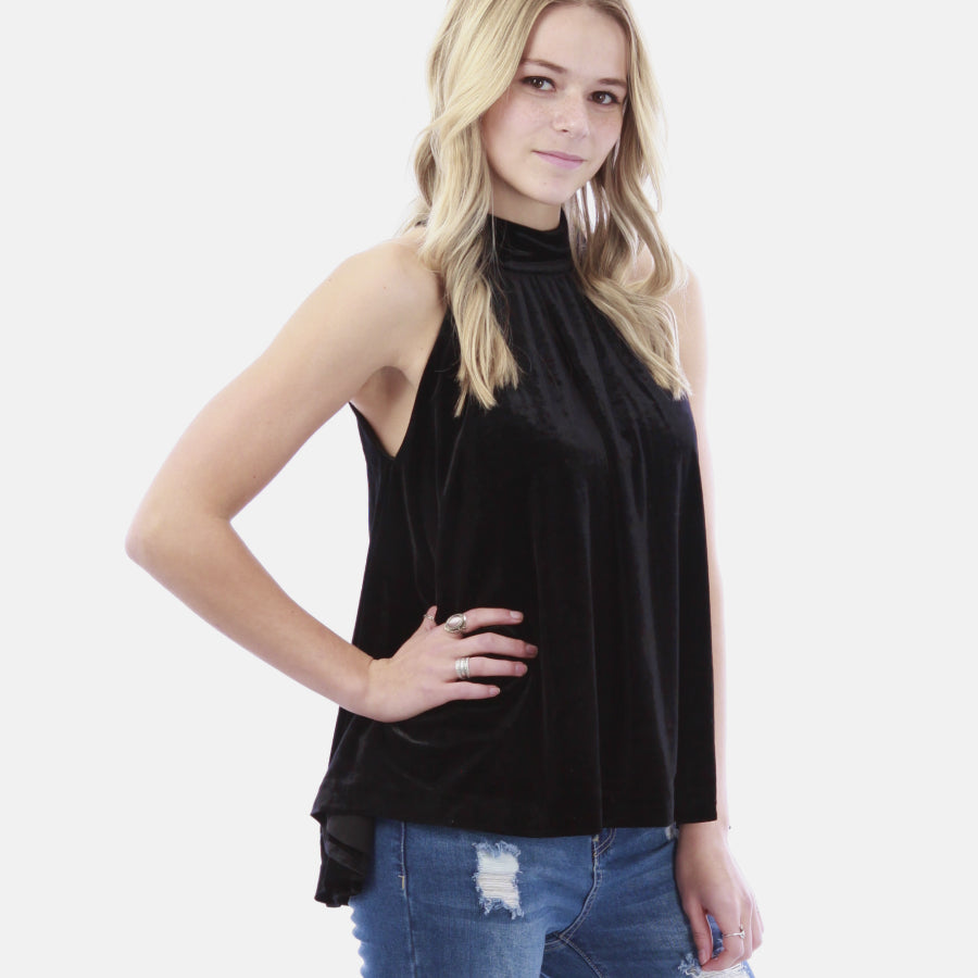 Sleeveless Velvet Swing Top