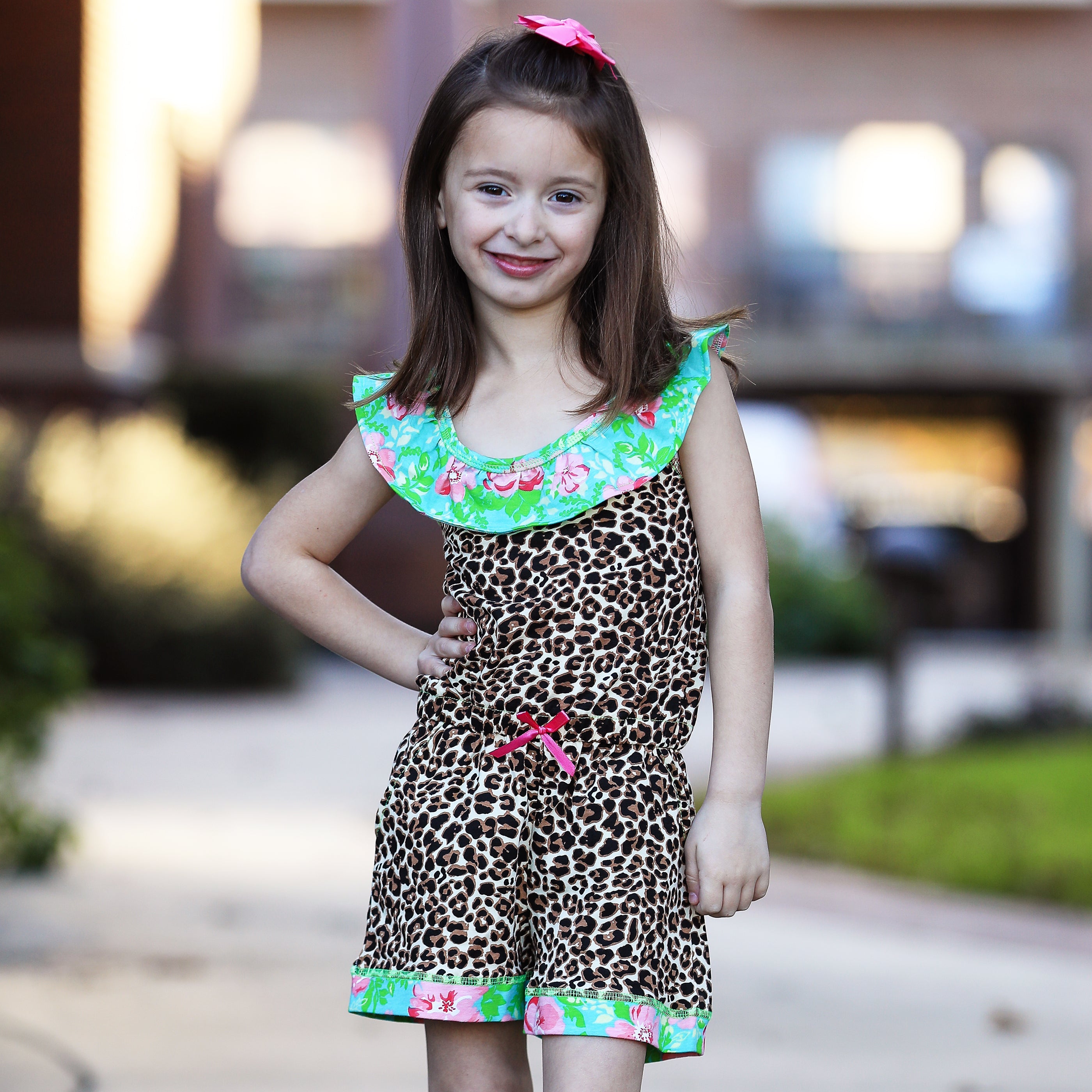 Little Big Girls Jumpsuit Leopard Floral Spring Summer One Pc Boutique Clothing Sizes 2/3T - 11/12