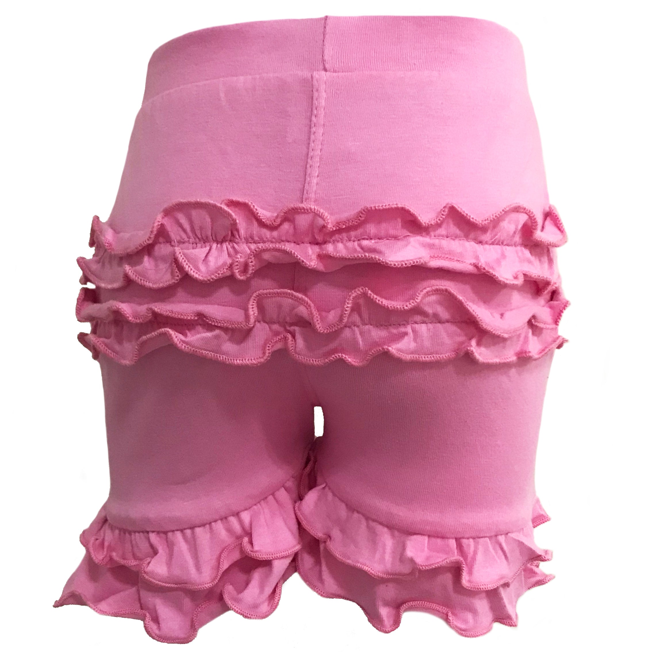 Girls Pink Stretch Cotton Knit RuffleButts Shorts Baby/Toddler