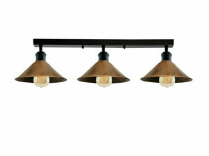 3 Way flush mount Lights  Cone shades Vintage Retro Industrial Fixture~1529