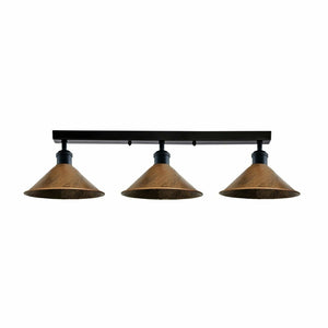 3 Way flush mount Lights  Cone shades Vintage Retro Industrial Fixture~1529