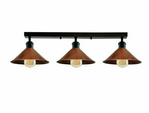 3 Way flush mount Lights  Cone shades Vintage Retro Industrial Fixture~1529