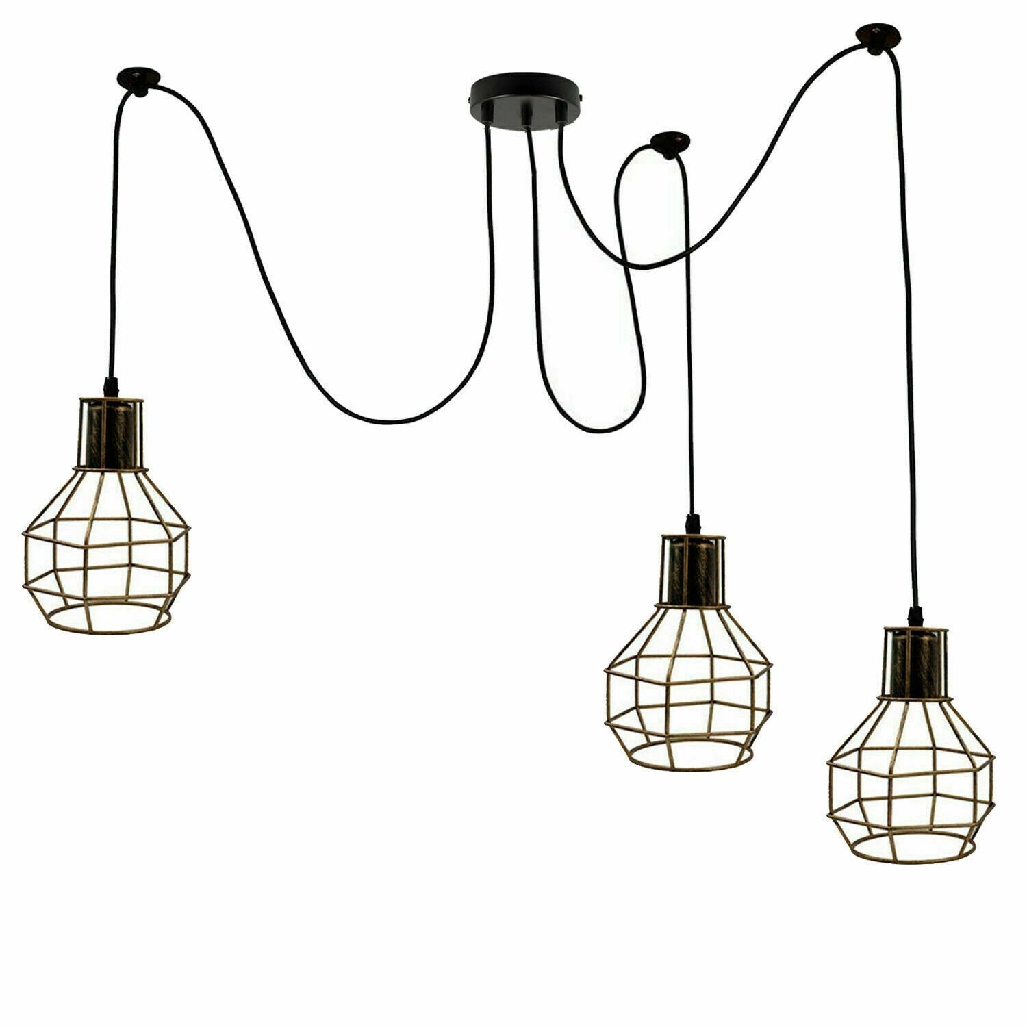 Spider Light Industrial Pendant Light Cage E26 Vintage Chandelier~1562-6