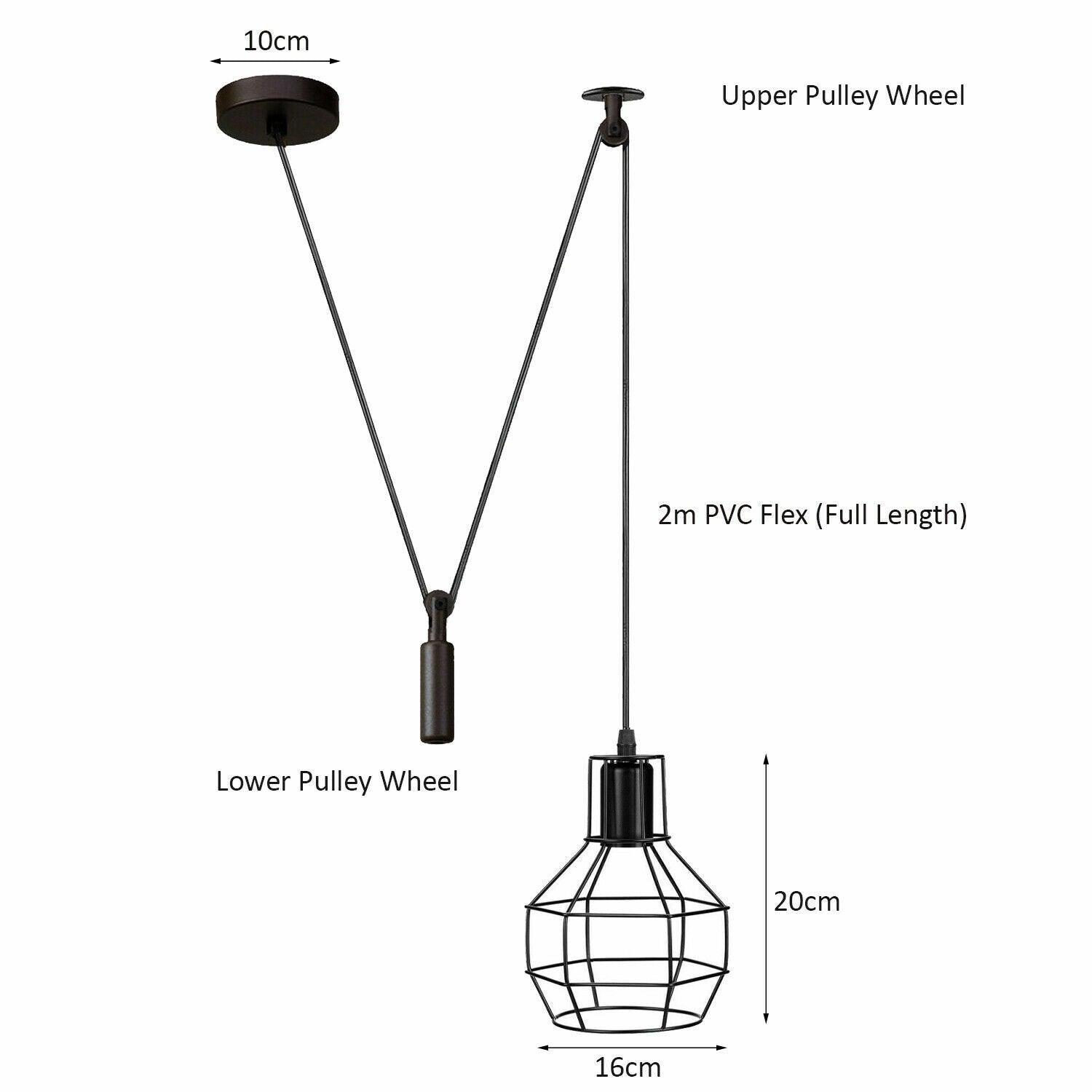 Black 2M Lamp Vintage Pendant Ceiling Industrial Light~1563-1