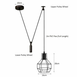 Black 2M Lamp Vintage Pendant Ceiling Industrial Light~1563-1