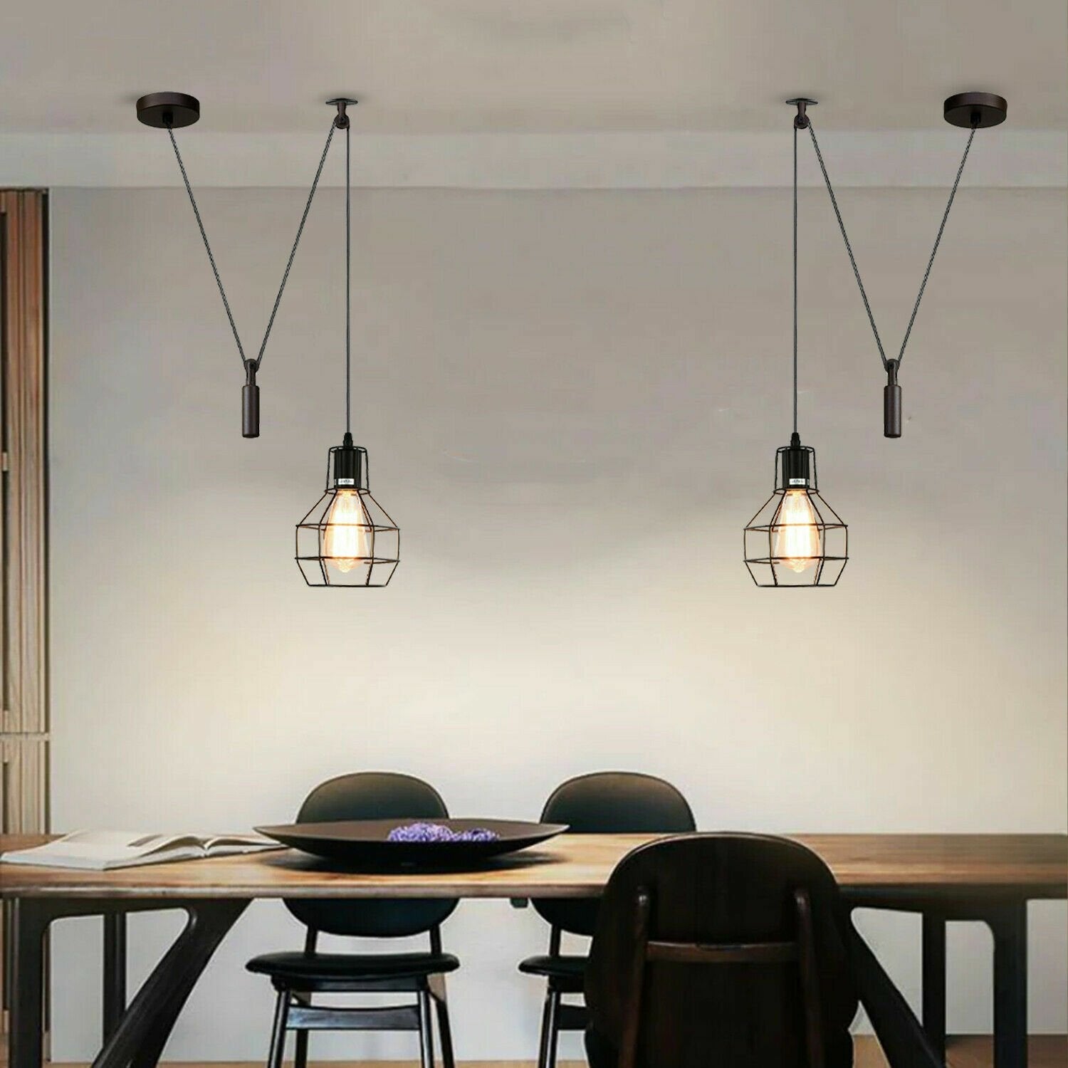 Black 2M Lamp Vintage Pendant Ceiling Industrial Light~1563-4