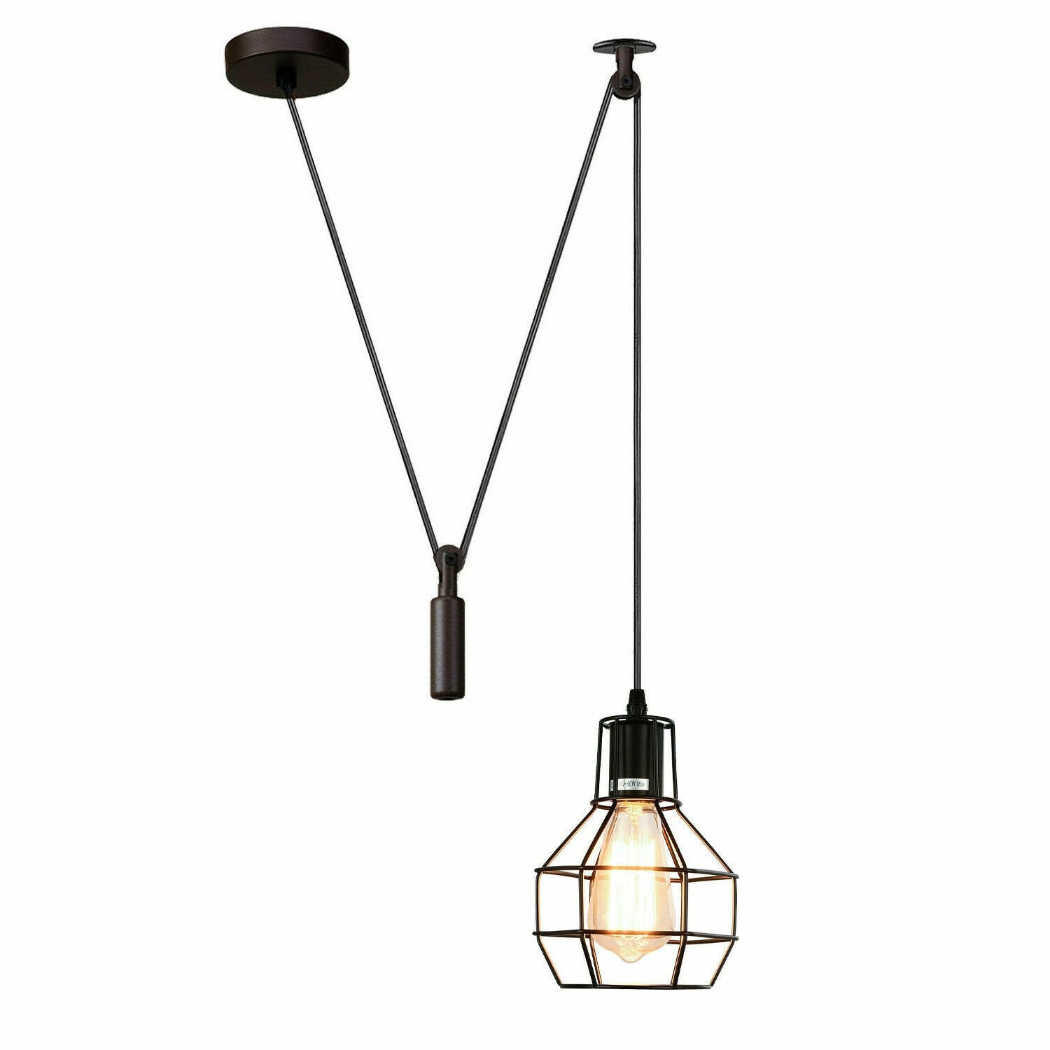 Black 2M Lamp Vintage Pendant Ceiling Industrial Light~1563-0