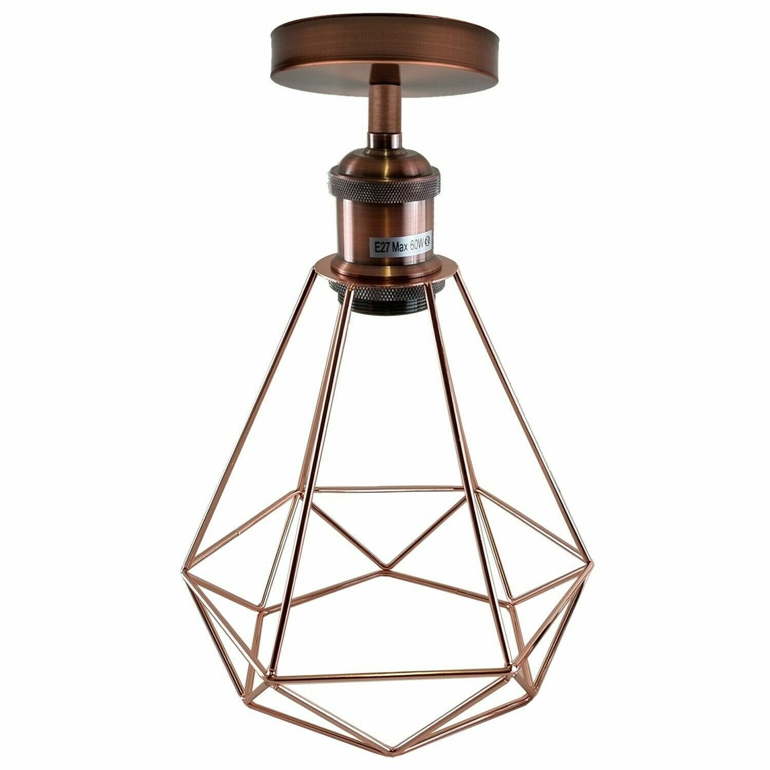 Modern Vintage Diamond Wire Cage Flush Mount Ceiling Light~1533