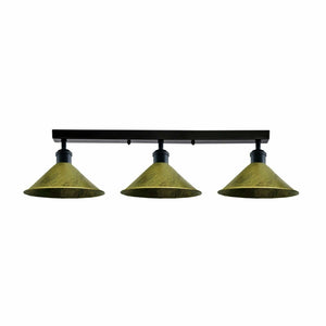 3 Way flush mount Lights  Cone shades Vintage Retro Industrial Fixture~1529