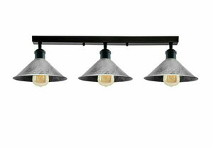 3 Way flush mount Lights  Cone shades Vintage Retro Industrial Fixture~1529