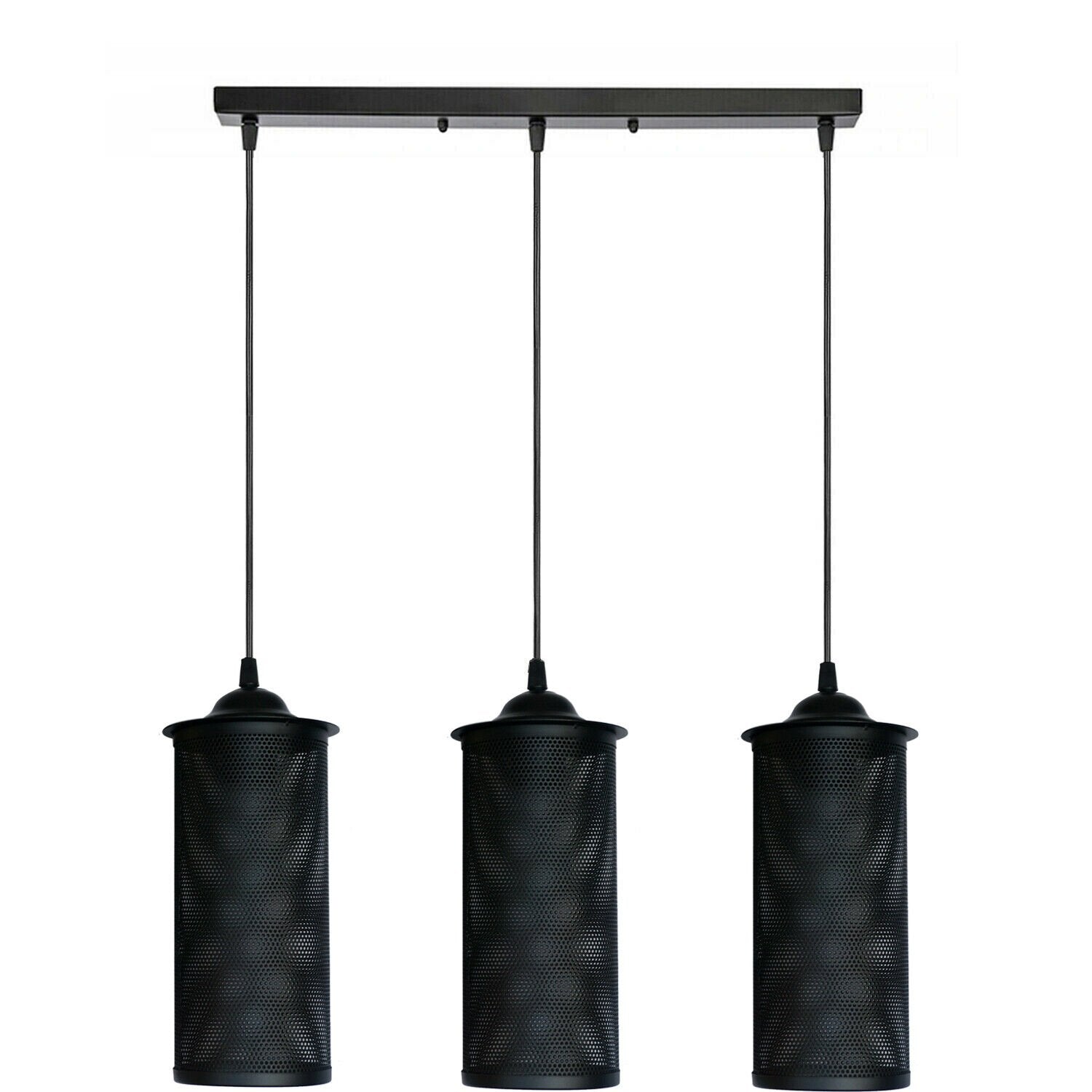 Retro 3-Head Barrel Cage Black Ceiling Pendant Light ~ 1732-2