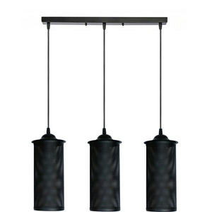 Retro 3-Head Barrel Cage Black Ceiling Pendant Light ~ 1732-2