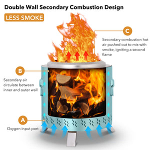 Portable Smokeless Fire Pit with Stand-3