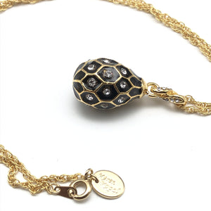 Black Egg Pendant Gold Necklace