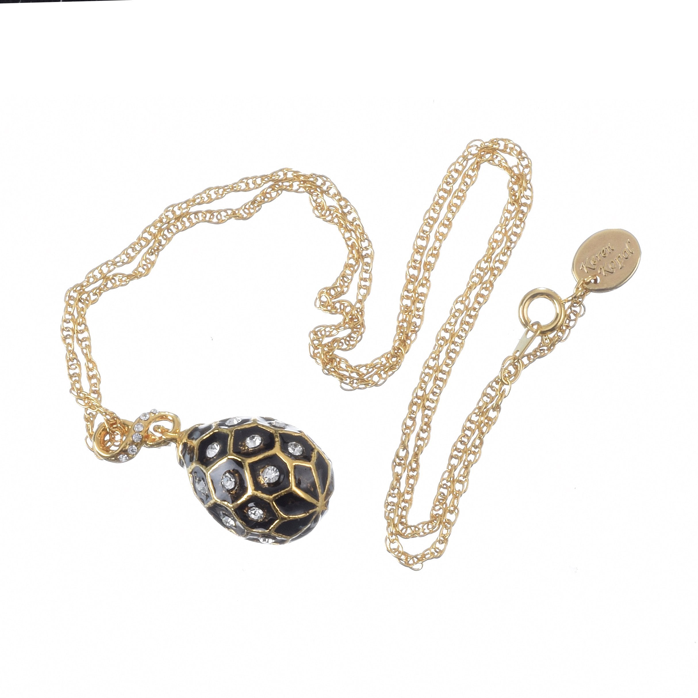 Black Egg Pendant Gold Necklace