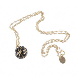 Black Egg Pendant Gold Necklace