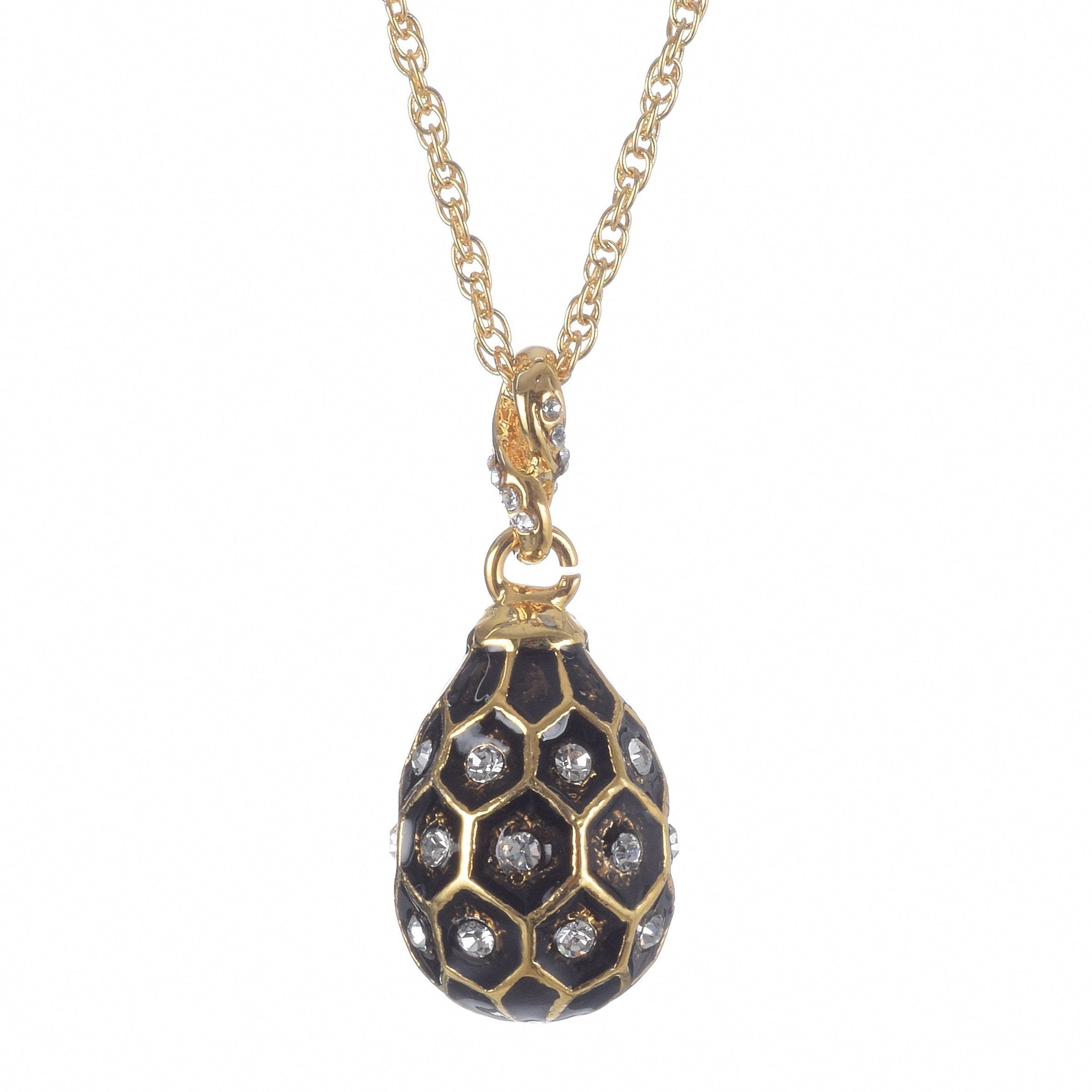 Black Egg Pendant Gold Necklace