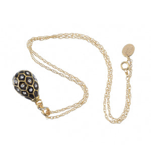 Black Egg Pendant Gold Necklace