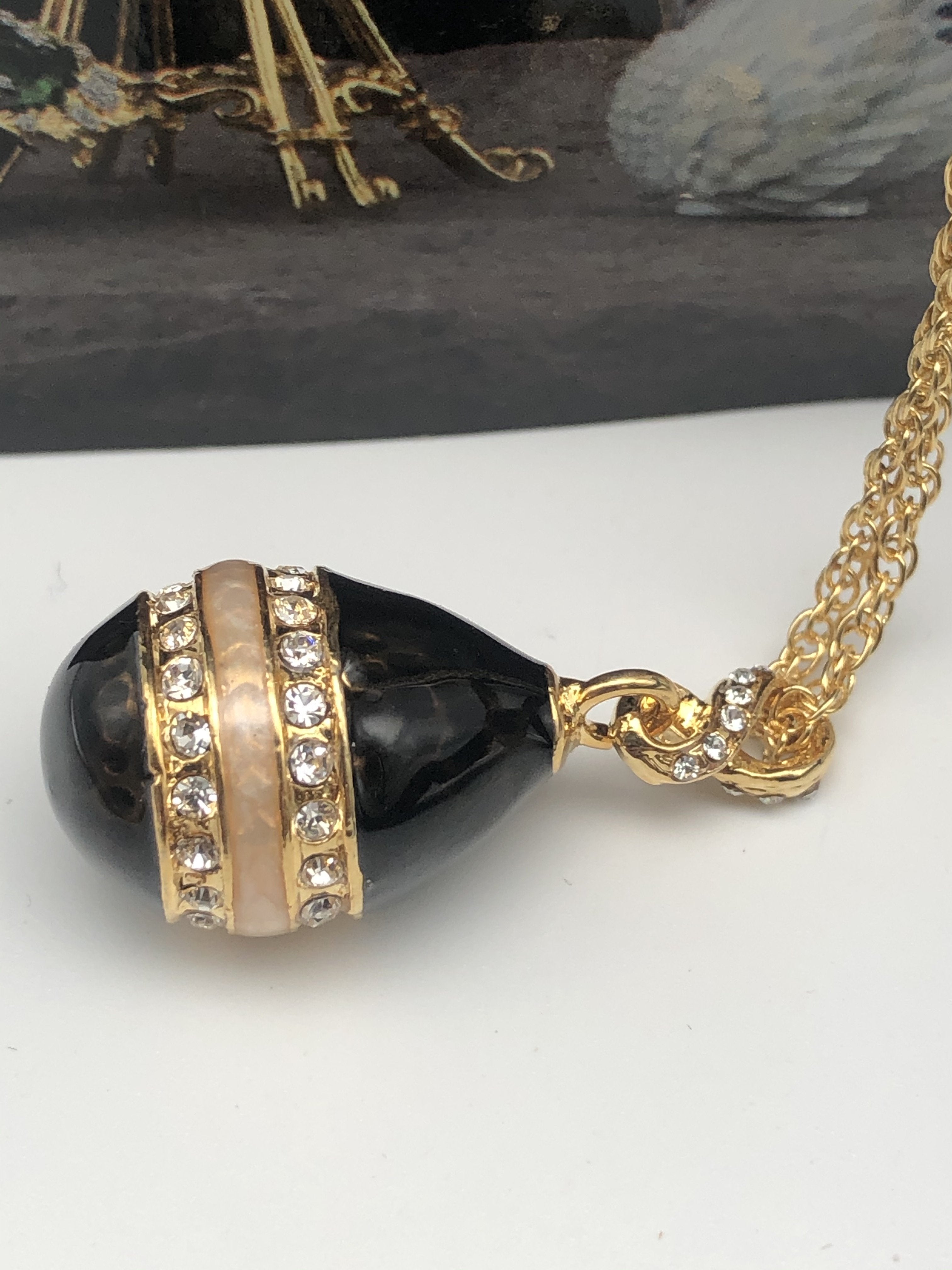 Black Egg Pendant Necklace