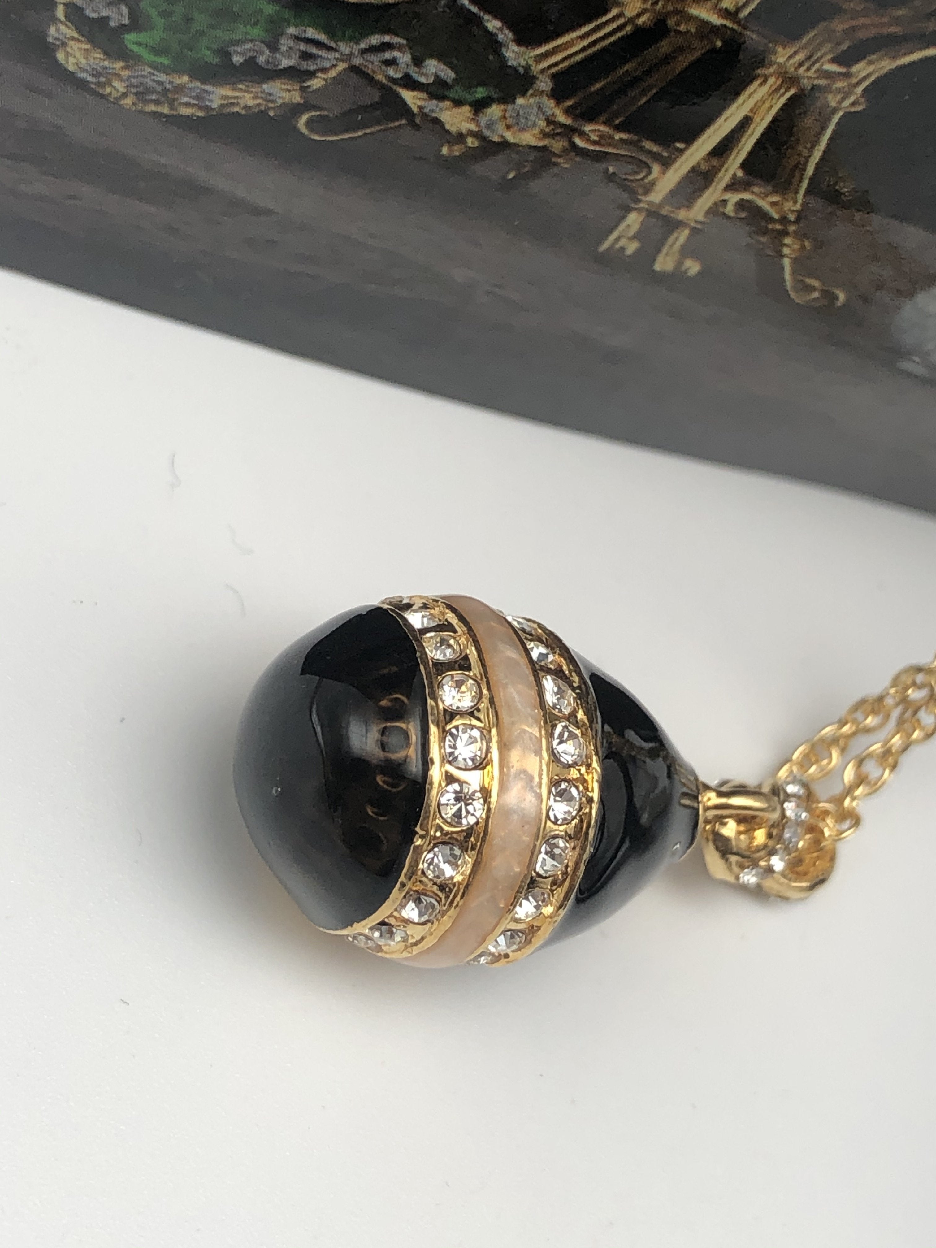 Black Egg Pendant Necklace