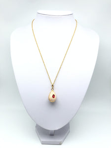 Pink Egg Pendant Gold Necklace