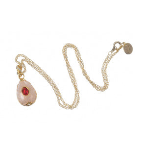 Pink Egg Pendant Gold Necklace