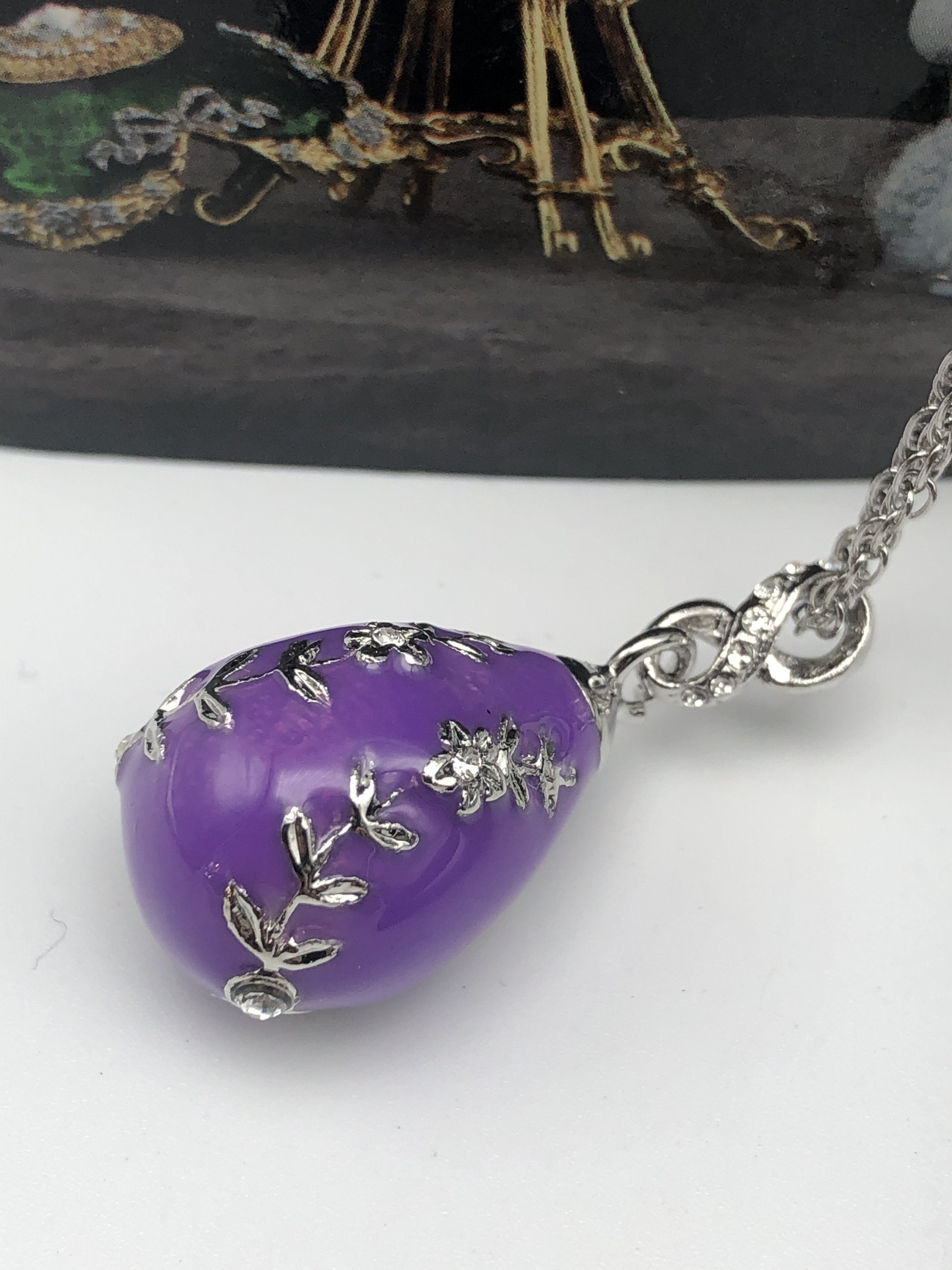 Purple Egg Pendant Necklace