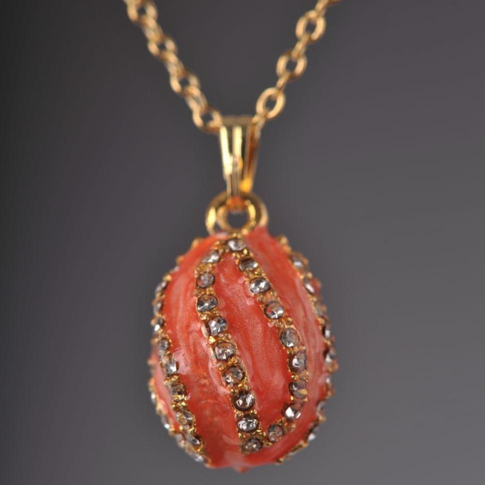 Salmon Spiral Egg Pendant Necklace