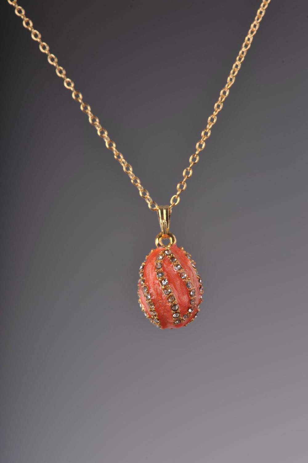 Salmon Spiral Egg Pendant Necklace