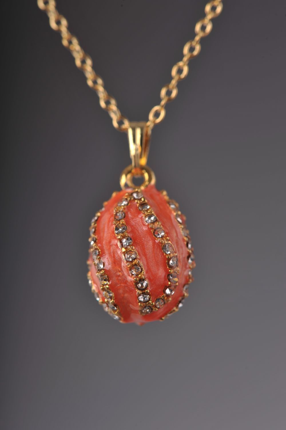 Salmon Spiral Egg Pendant Necklace