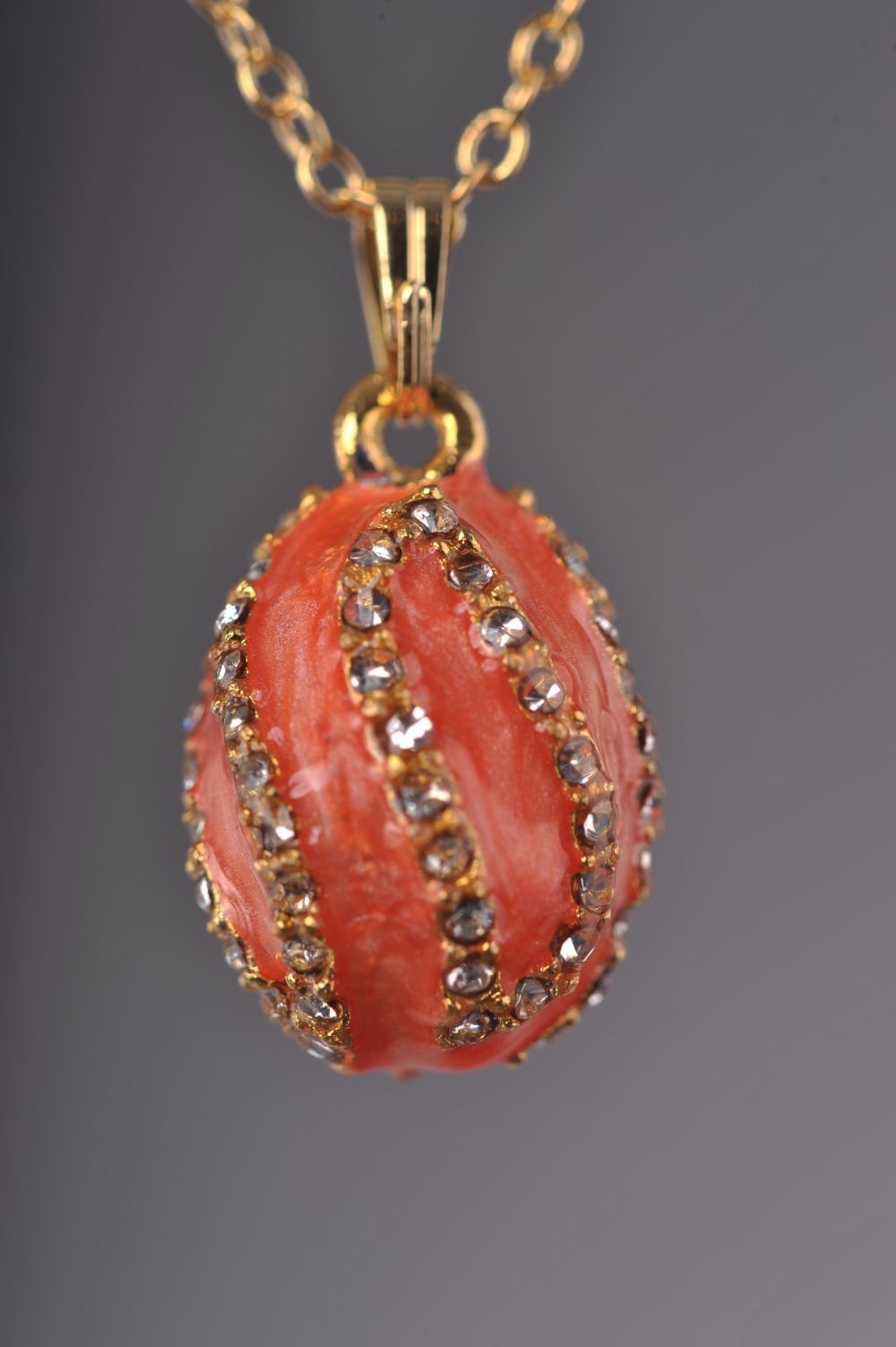 Salmon Spiral Egg Pendant Necklace