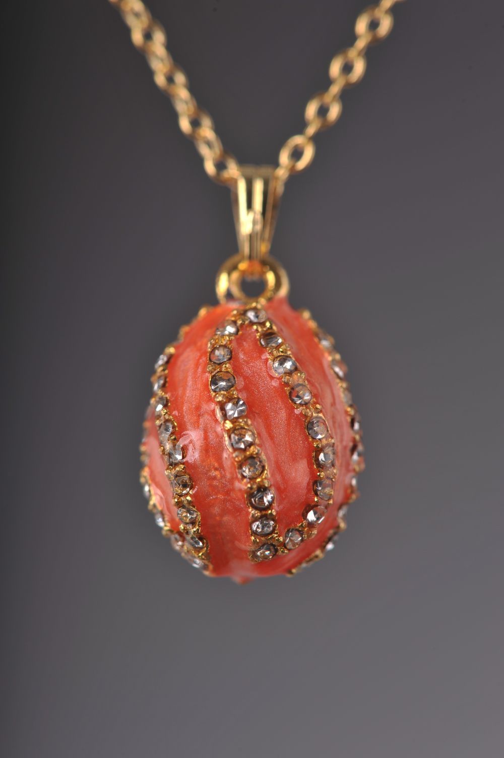 Salmon Spiral Egg Pendant Necklace