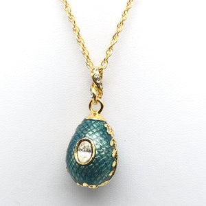 Teal Egg Pendant Gold Necklace