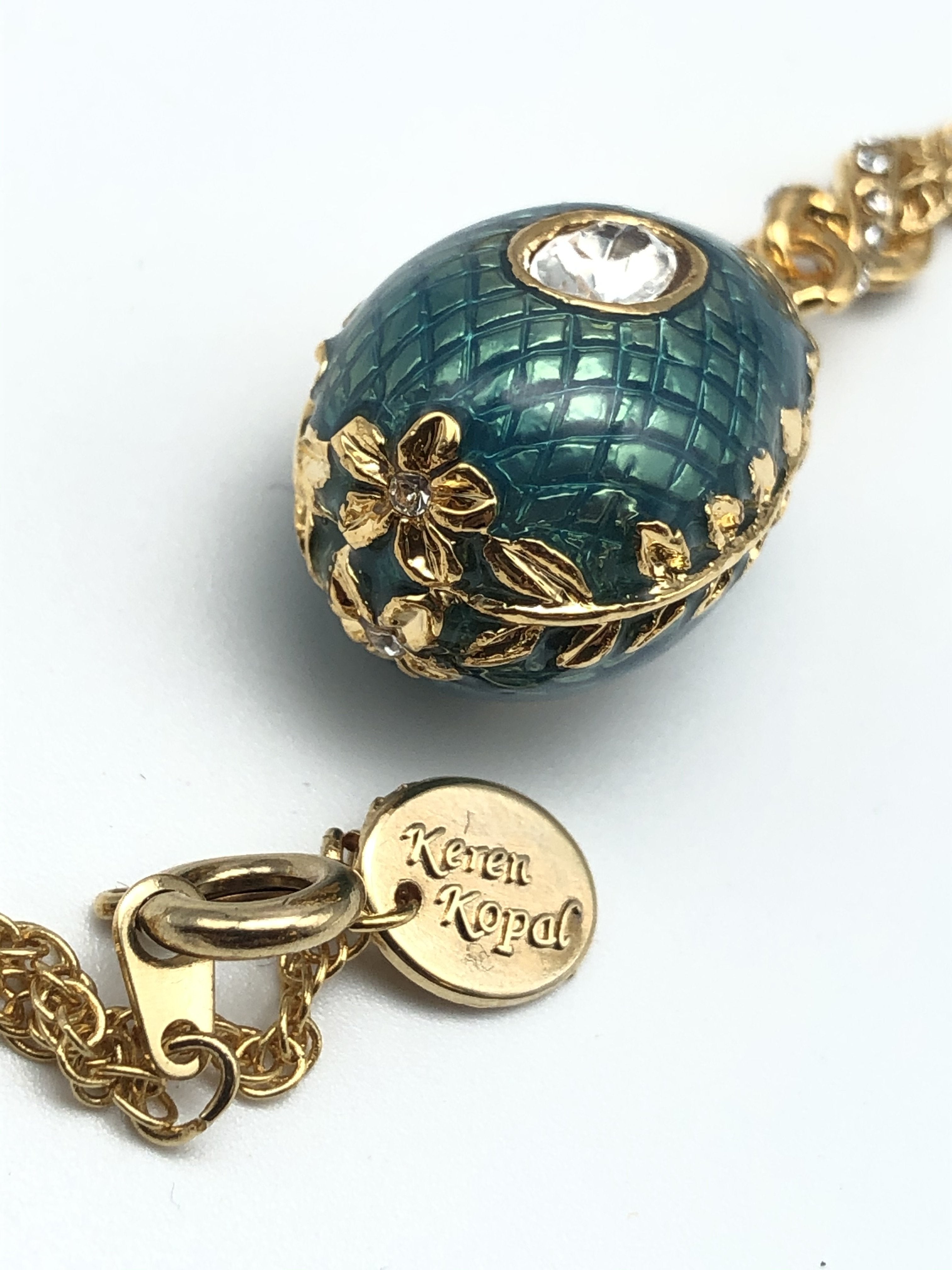 Teal Egg Pendant Gold Necklace