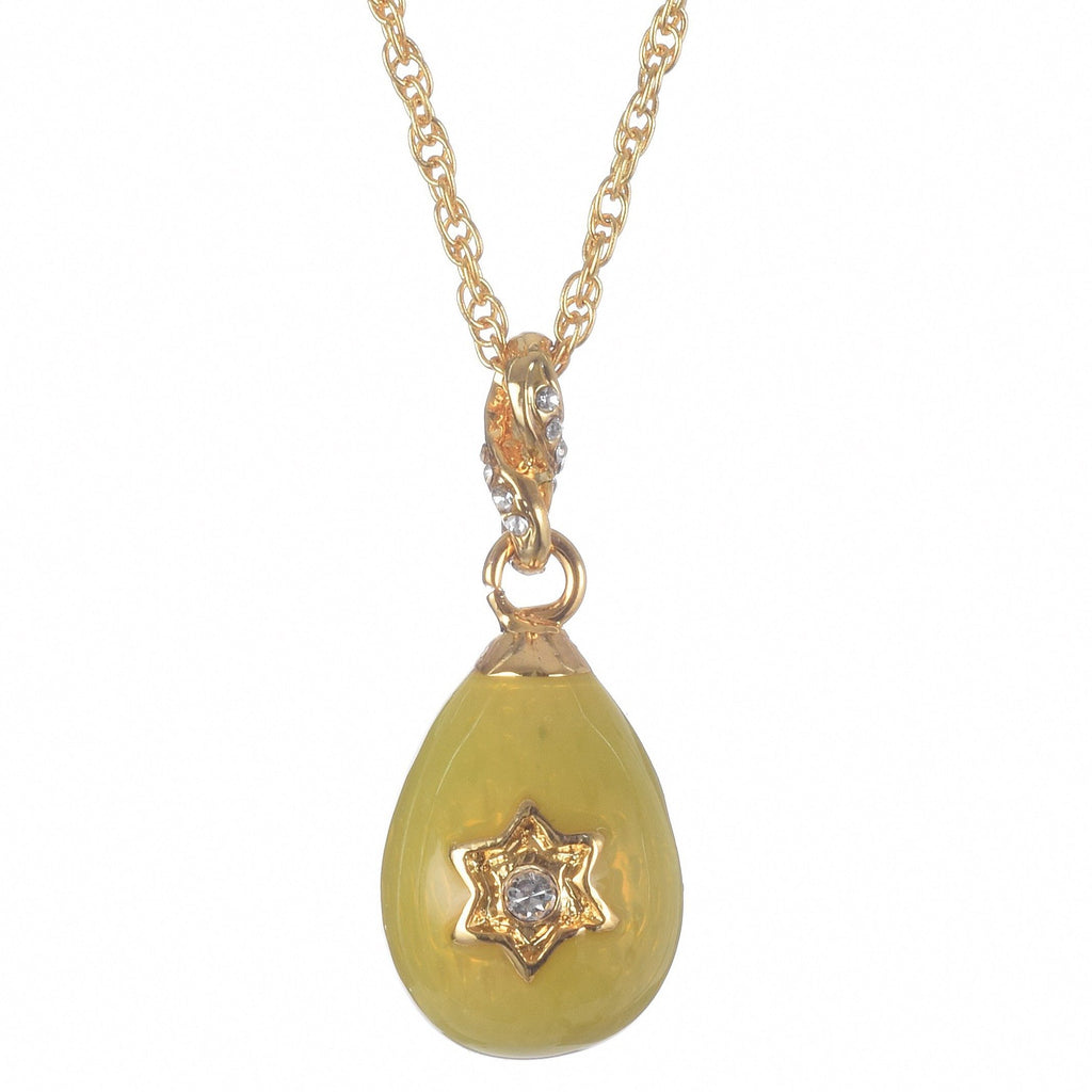 Yellow Egg Star of David Pendant Gold Necklace - 99fab 