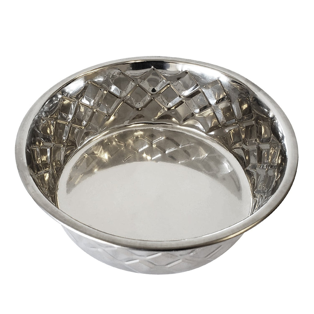 Designer Textured Stainless Steel Dog Bowl - Silver Pineapple - 99fab 