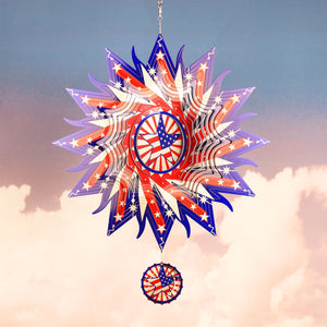 12in 3D PATRIOTIC Metal Wind SPINNER Spiral Garden Decor Patio Yard Art