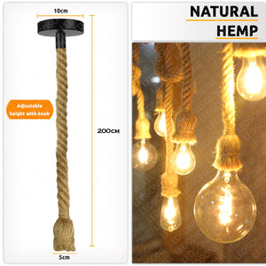 2m Hemp Rope Cage Vintage Ceiling Pendant Light ~1225