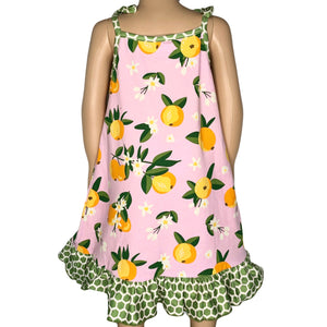 Big Little Girls Pretty as a Peach Pink Spaghetti Strap Dress