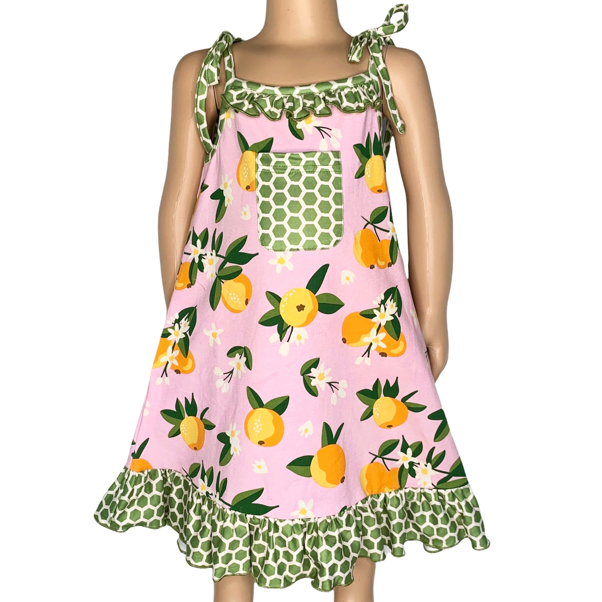 Big Little Girls Pretty as a Peach Pink Spaghetti Strap Dress