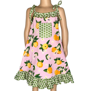 Big Little Girls Pretty as a Peach Pink Spaghetti Strap Dress