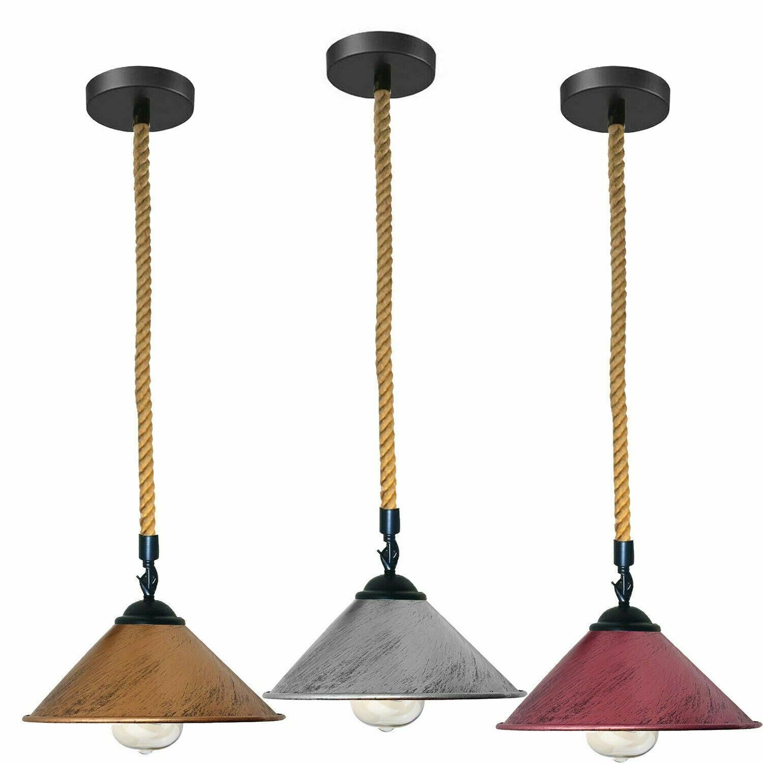 Pendant Light cone Shade With Hemp Rope