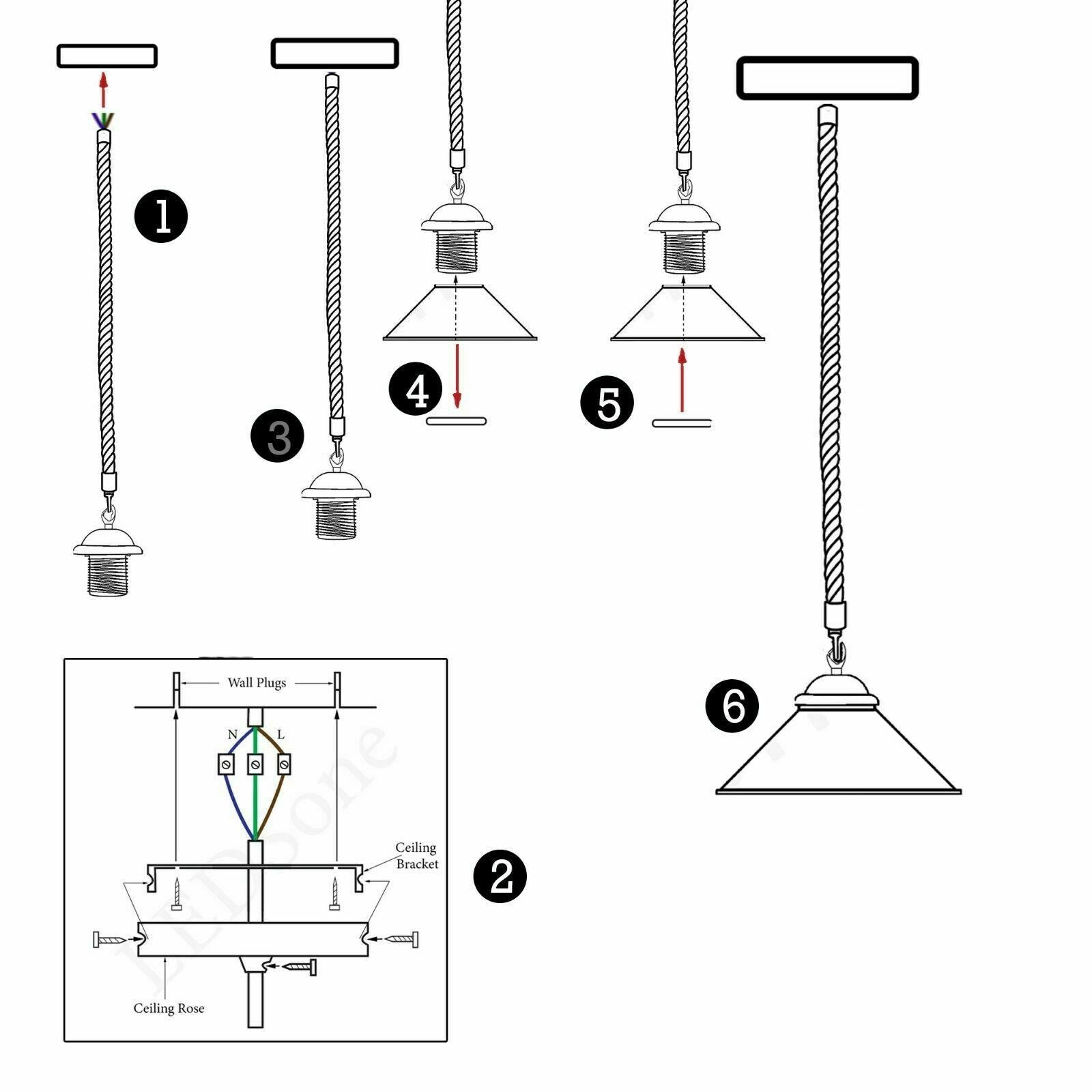 Pendant Light cone Shade With Hemp Rope