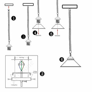 Pendant Light cone Shade With Hemp Rope