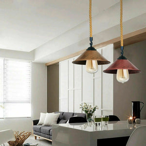 Pendant Light cone Shade With Hemp Rope