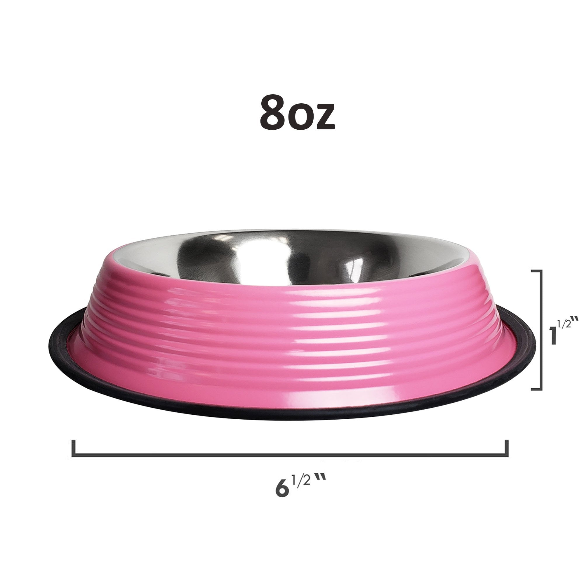 Ribbed No Tip Non Skid Colored Stainless Steel Bowl - Carnation Pink