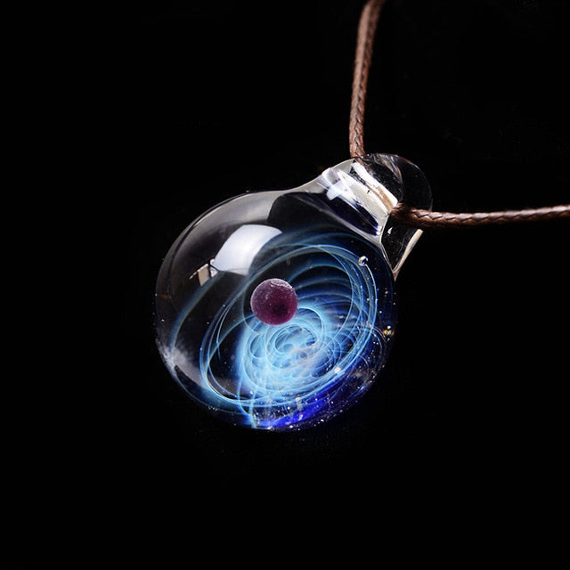 Handmade Galaxy Glass Pendant with Rope Necklace - jewelry - 99fab.com