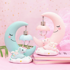 LED Night Light Unicorn Moon Resin Cartoon Night Lamp - lamp - 99fab.com