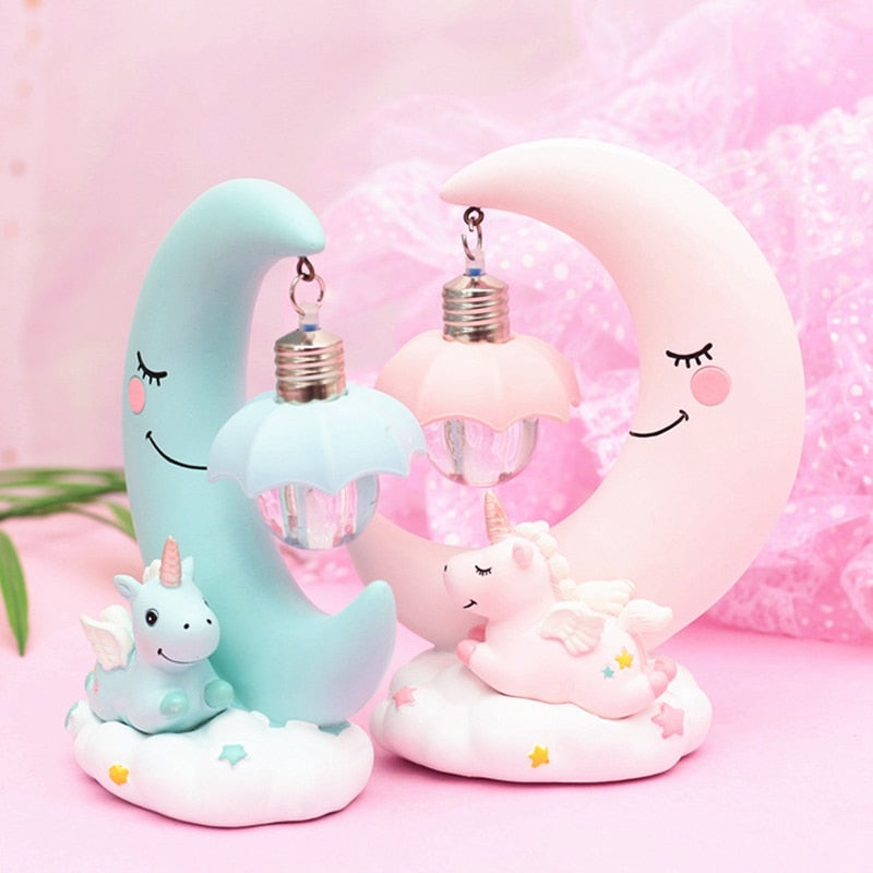 LED Night Light Unicorn Moon Resin Cartoon Night Lamp - lamp - 99fab.com